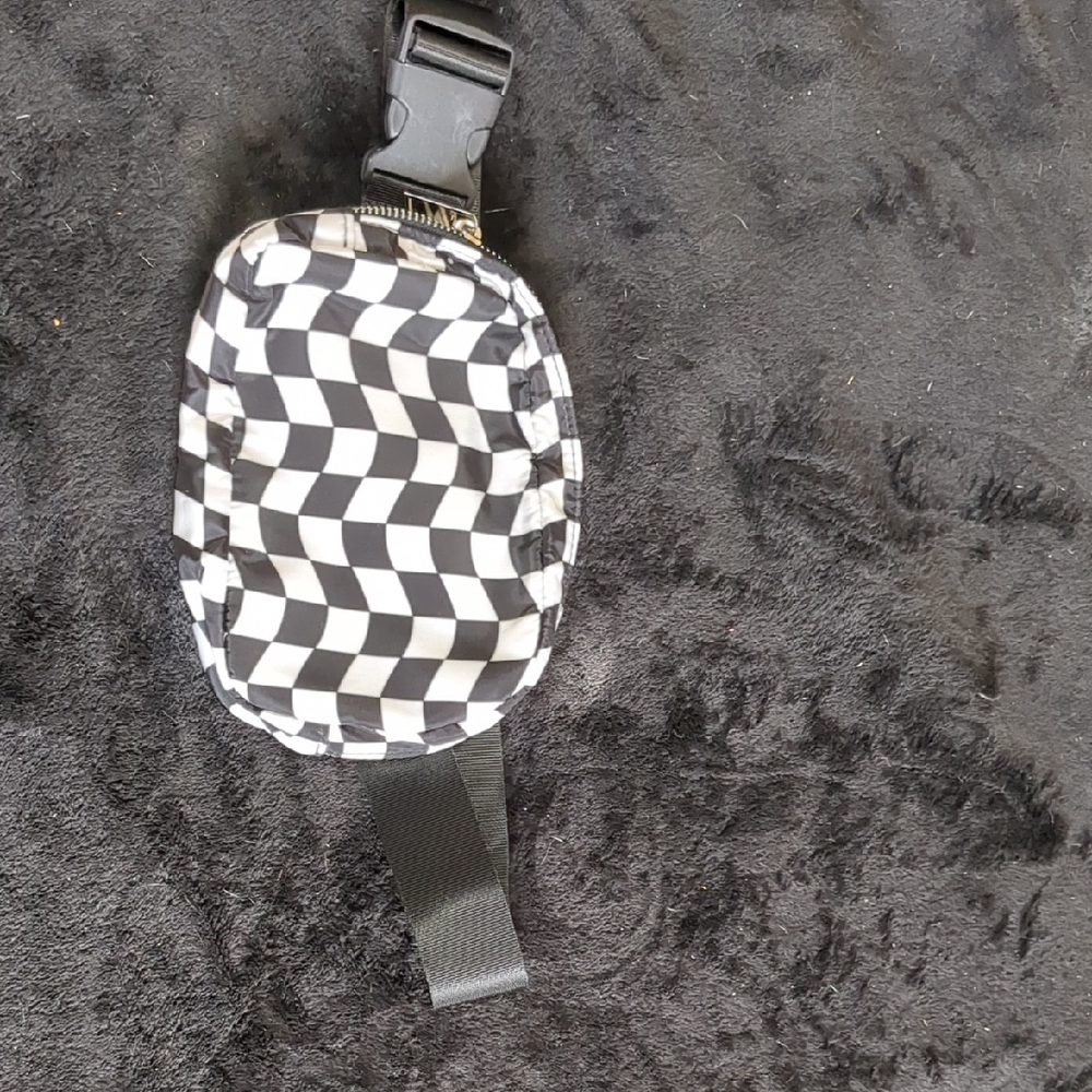 Checkered Black and White Belt Bag